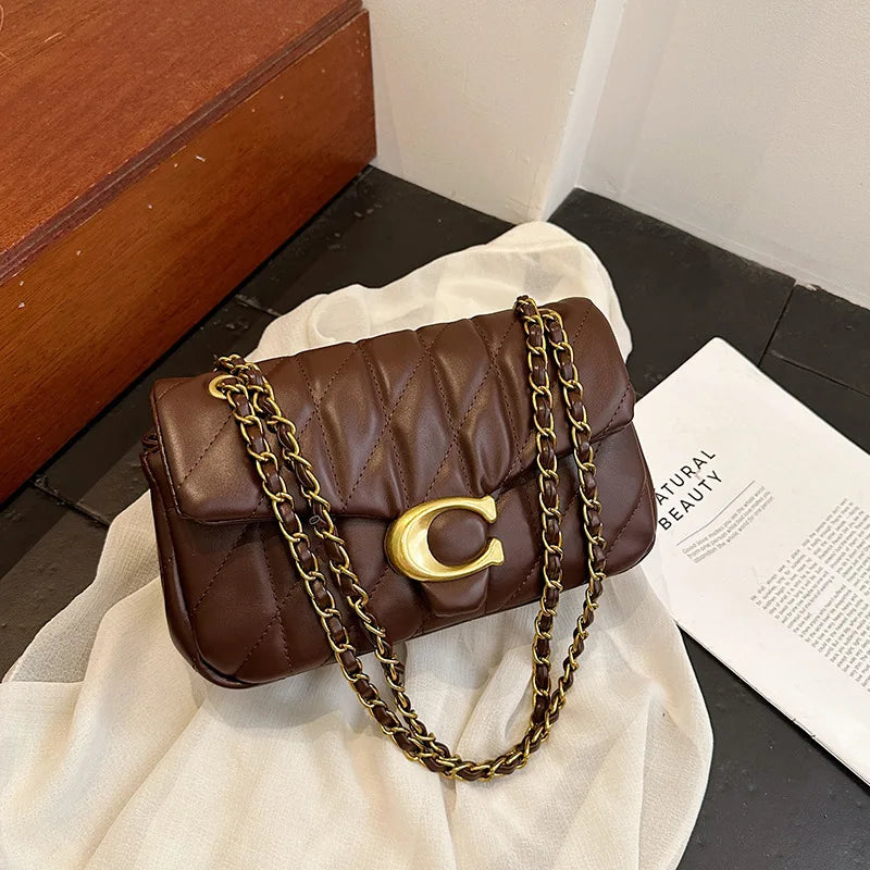 2025 Women's Quilted Crossbody Bag, Luxury Chain Strap Mini Bag, Diamond Pattern Shoulder Purse, Fashionable Elegant Clutch