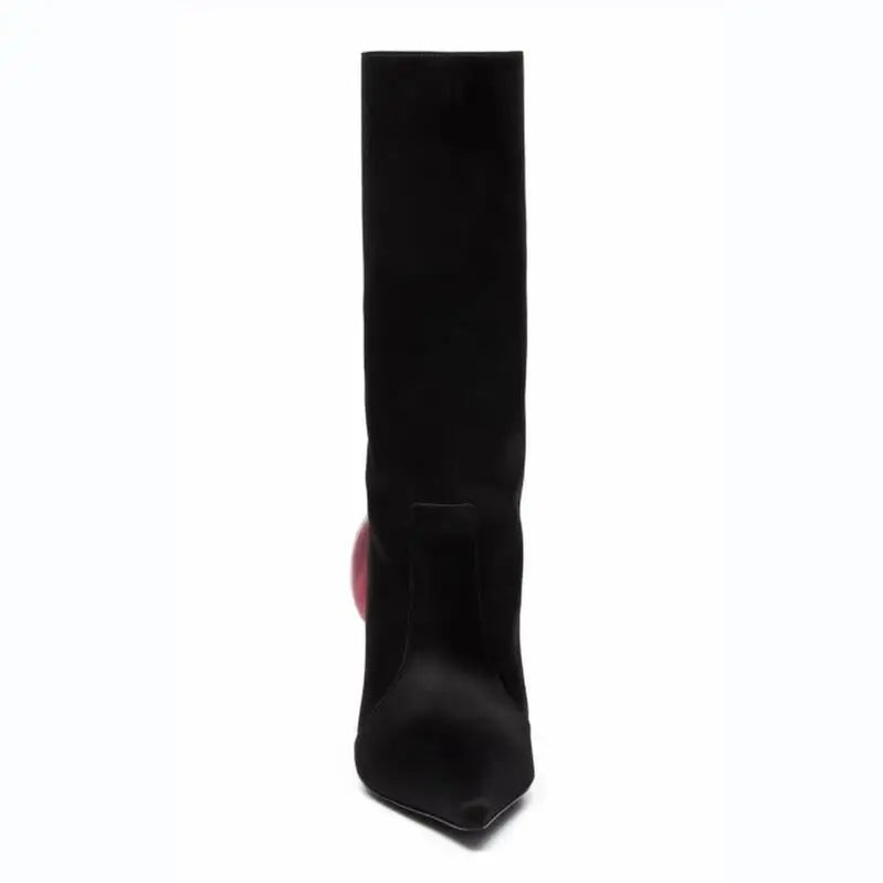 Big Size 34-46 Autumn Winter New Fashion Flower Short Boots Zip Thin High Heel Pointed Toe Sexy Pumps Women's Shoes Pink Red