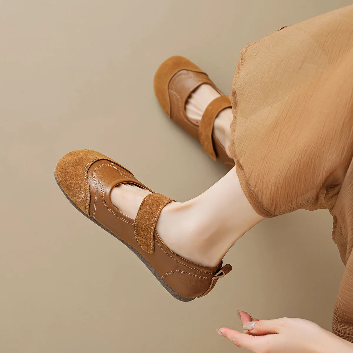 Spring Women's Flat Shoes Korean Style Mary Jane Ladies' Casual Leather Flat Boat Shoes Loafers Work and Party Wear 41-43