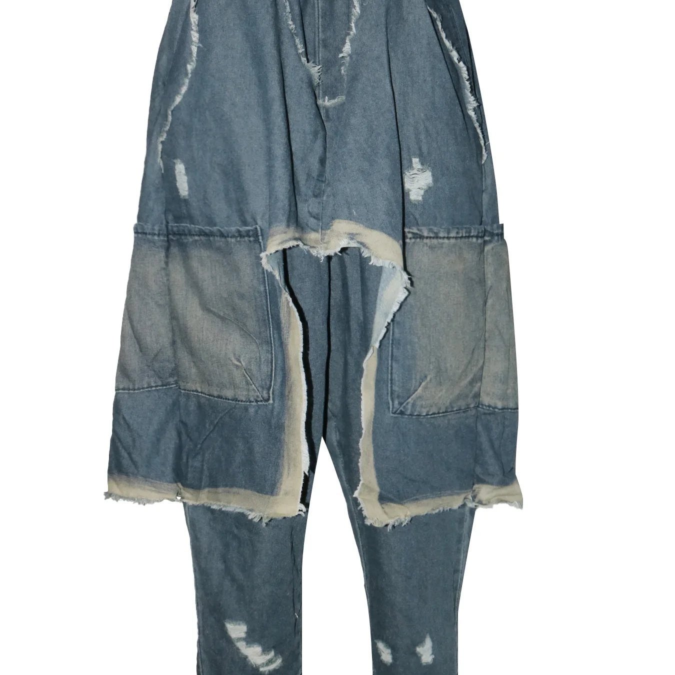 CM.YAYA Women Streetwear Ripped Out Hole Denim Pants 2025 Fall Autumn Loose Safari Style Cargo Harem Hip Hop Jeans