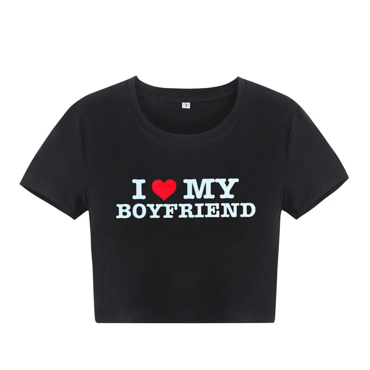 I LOVE MY BOYFRIEND Summer Fashion Girls Cotton Crop Tee Short Short Sleeve Women T-Shirt TS-1195