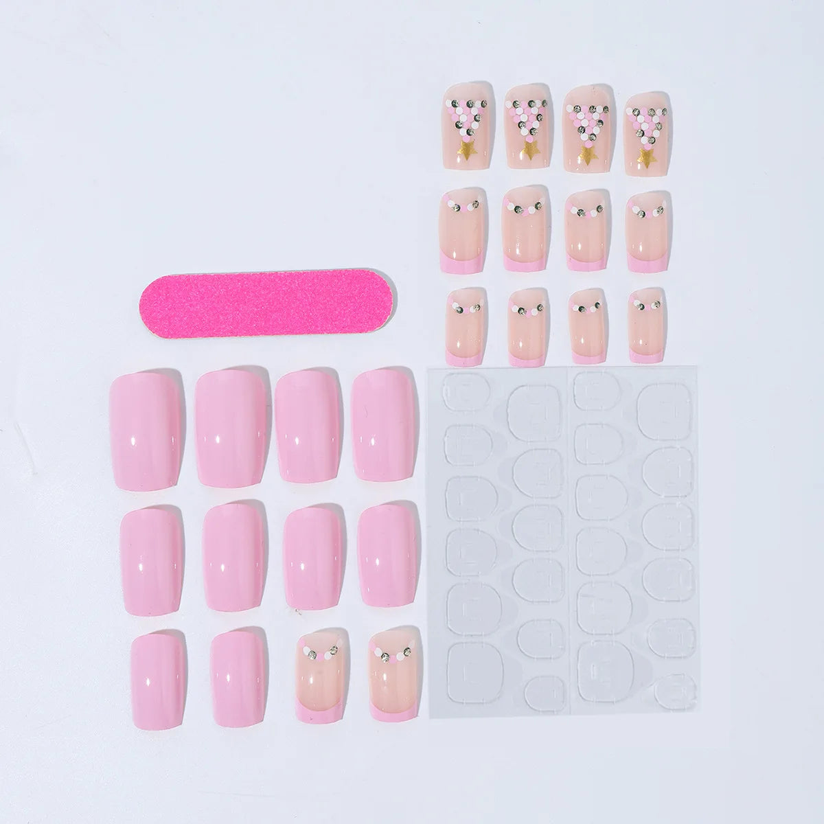 24Pcs Nude Pink Color Fake Nails Women Christmas Party Ballet Press On Nails White French Acrylic False Nails 3D Bowknot Decor