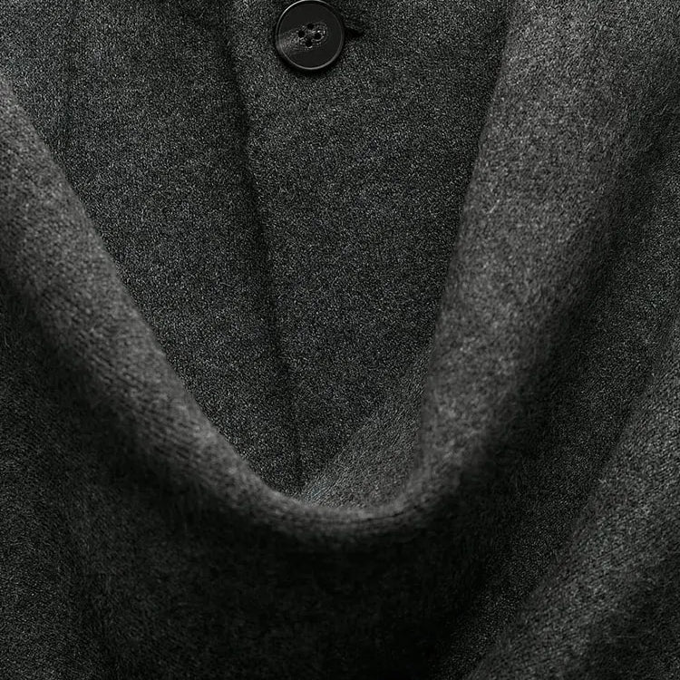 Autumn Short Gray Knitted Cape Coat with Scarf Women Fashion Long Sleeve Loose Cardigan Female Winter Elegant Chic Streetwear