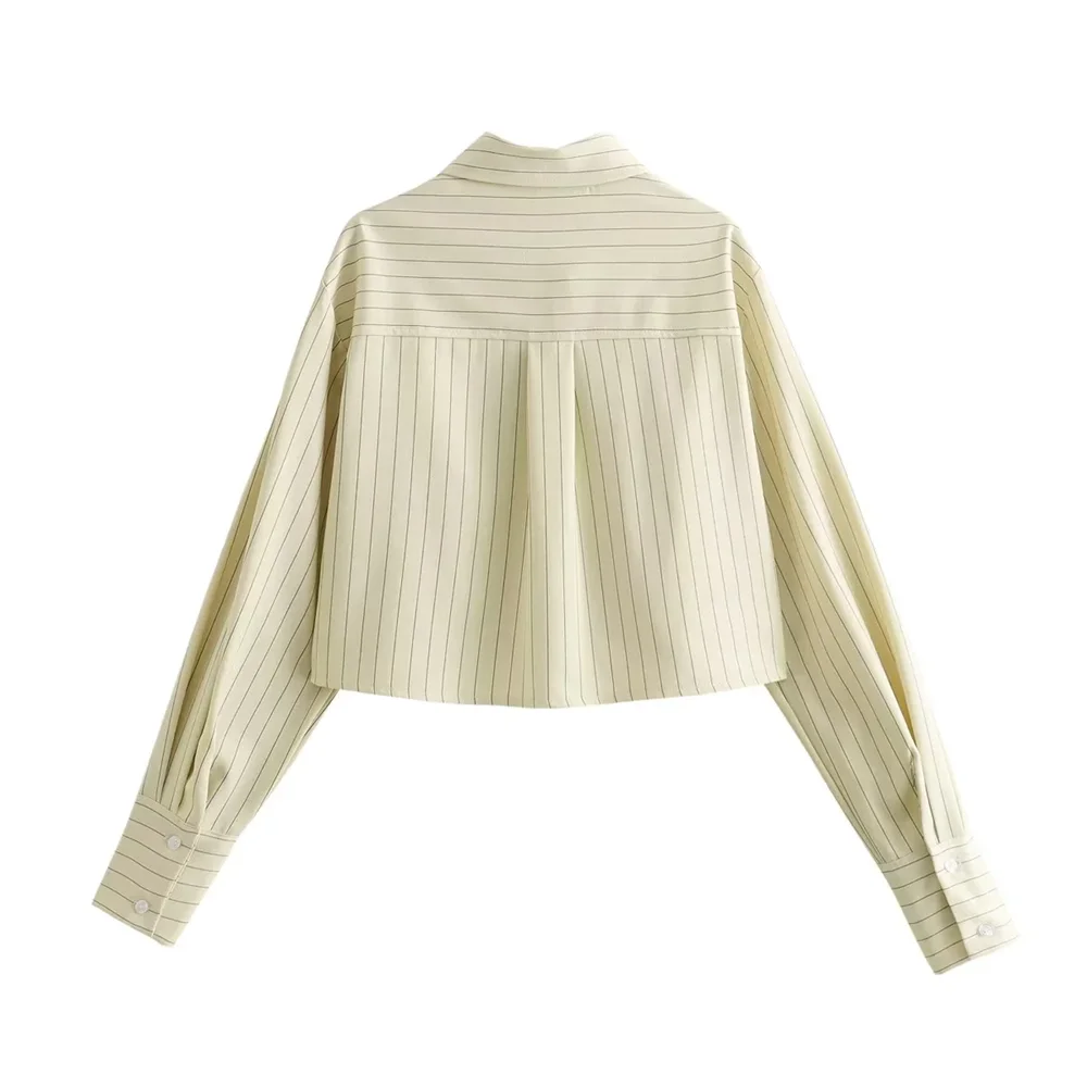 PB&ZA Spring New Women's Fashion and Elegance Simple and Versatile Stripe Short Top+Folded Half Skirt Set