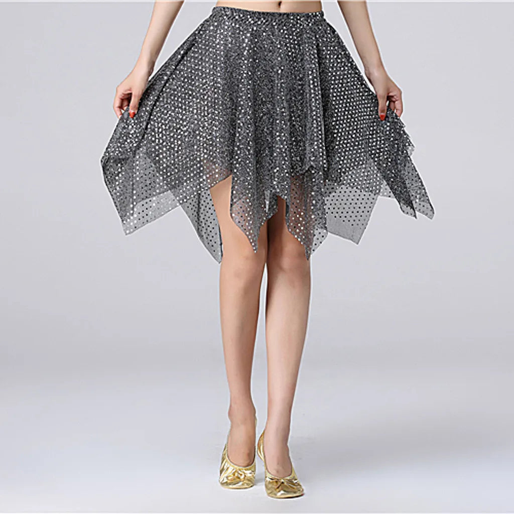 Women's Tutu Skirt Mini Short Skirt For Women Star Sequined Mesh Skirt Belly Latin Dancewear Fairy Tulle Skirt Costume Clothing D One Size