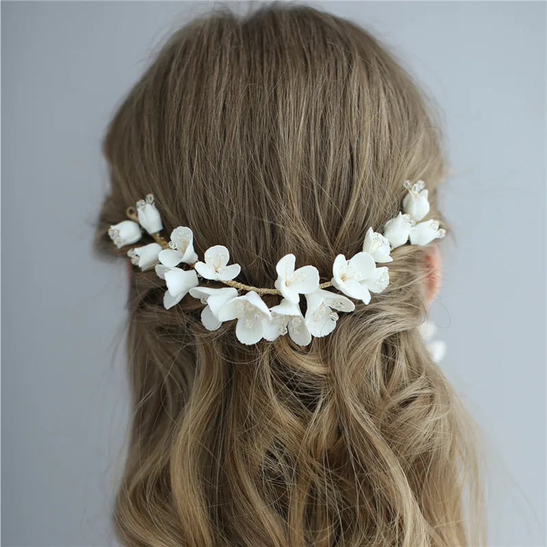 Clay Floral Bridal Hair Comb Handmade Headpiece Rhinestone Hair Vine Wedding Hair Jewelry New arrival