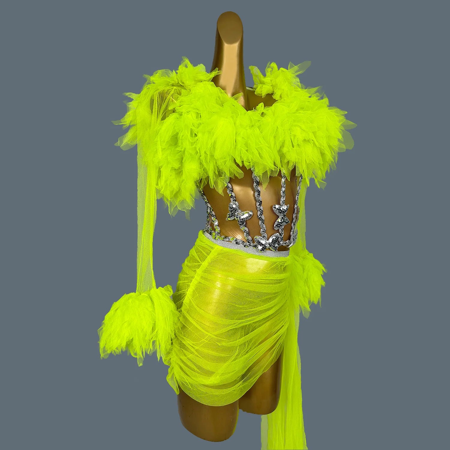 Women's Tulle Asymmetrical Dress Prom Sheer Mesh Mini Dress Bodycon Club Stage Performance Wear Birthday Prom Hot Design Xinshen