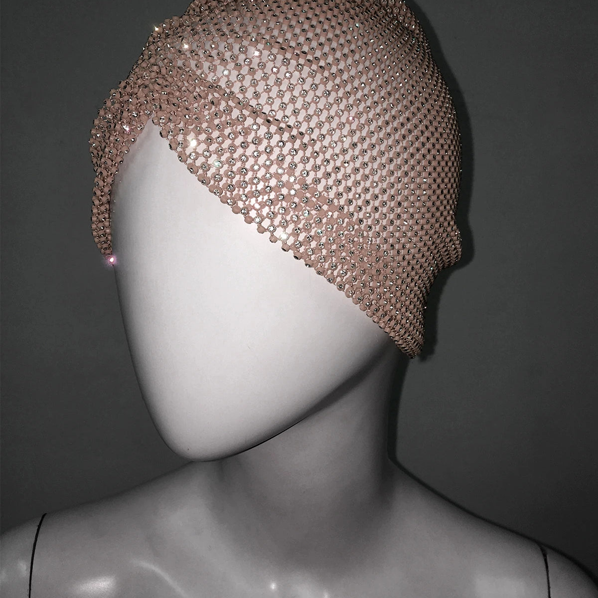 Fishnet Diamond Luxury Cap for Women, Shiny Women's Hat, Rhinestone Kerchief, Hip Hop Headwear, Nightclub Party, Fashion Beanies complexion One Size