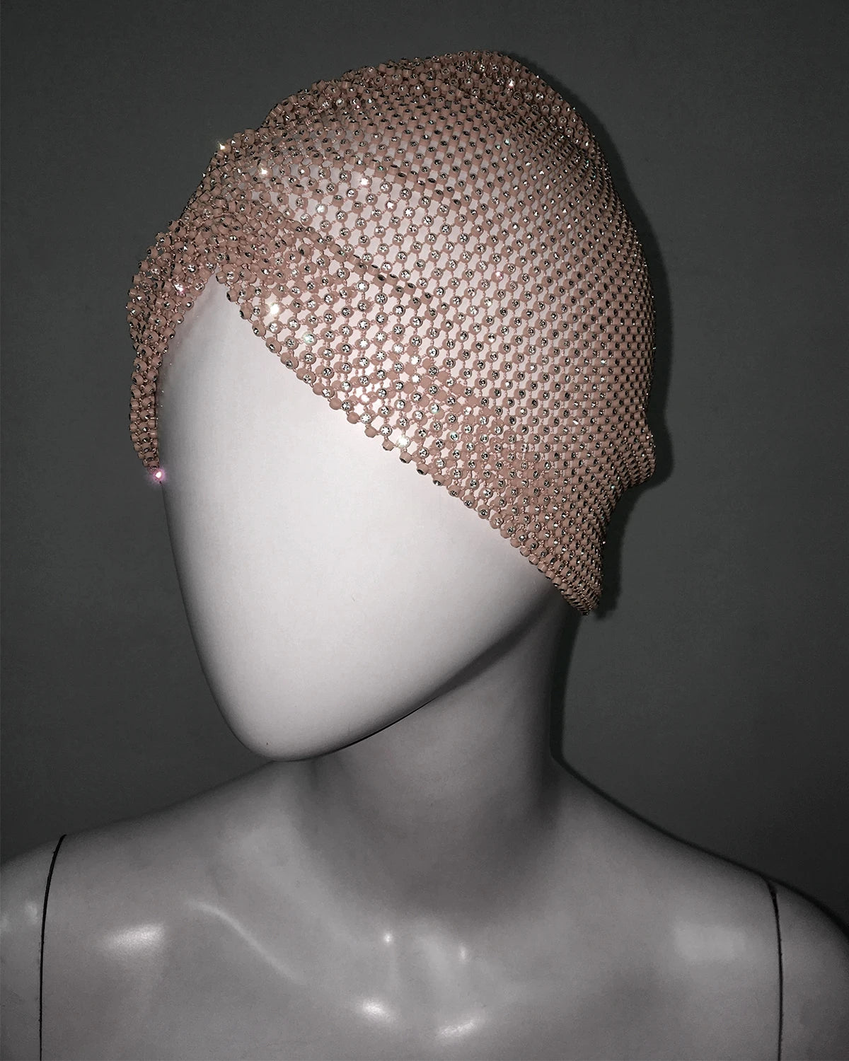 Fishnet Diamond Luxury Cap for Women, Shiny Women's Hat, Rhinestone Kerchief, Hip Hop Headwear, Nightclub Party, Fashion Beanies complexion One Size