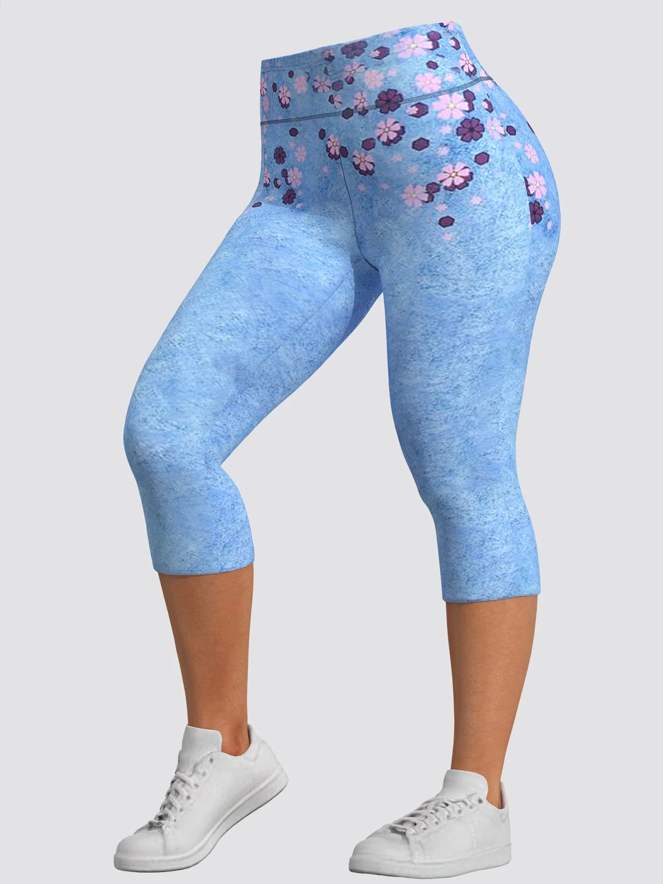 Casual Women Plus Size Two Piece Set Square Collar Floral Printed Tank Tops and Cropped Trousers Summer Matching Sets 2025