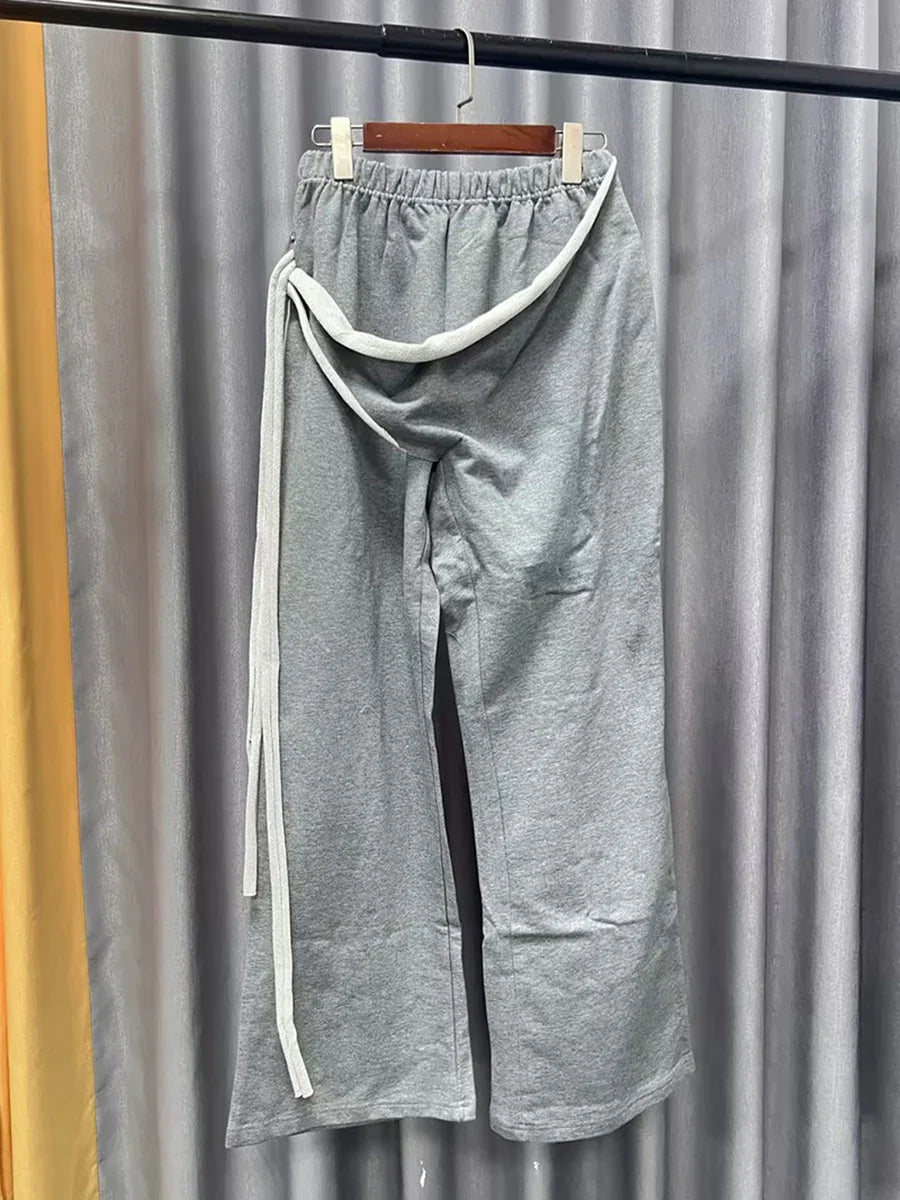 Conjunto casual de duas peças com blocos de cores para mulheres, gola redonda, manga comprida, blusa de cintura alta e calça, conjunto chique, roupa da moda feminina