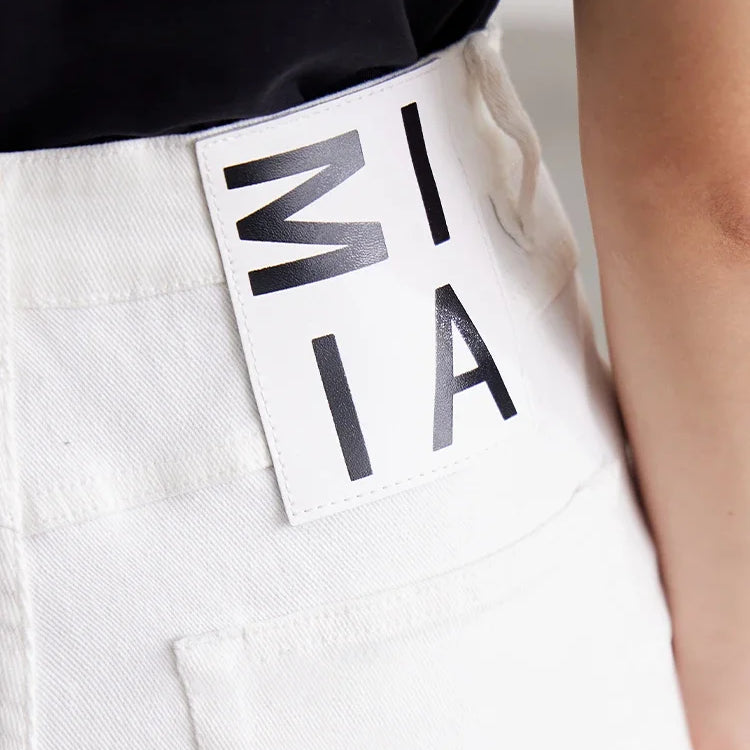 Minimalism Autumn Jeans For Women Straight Trousers Cotton Denim High Waist Wide Leg Casual Loose Pants