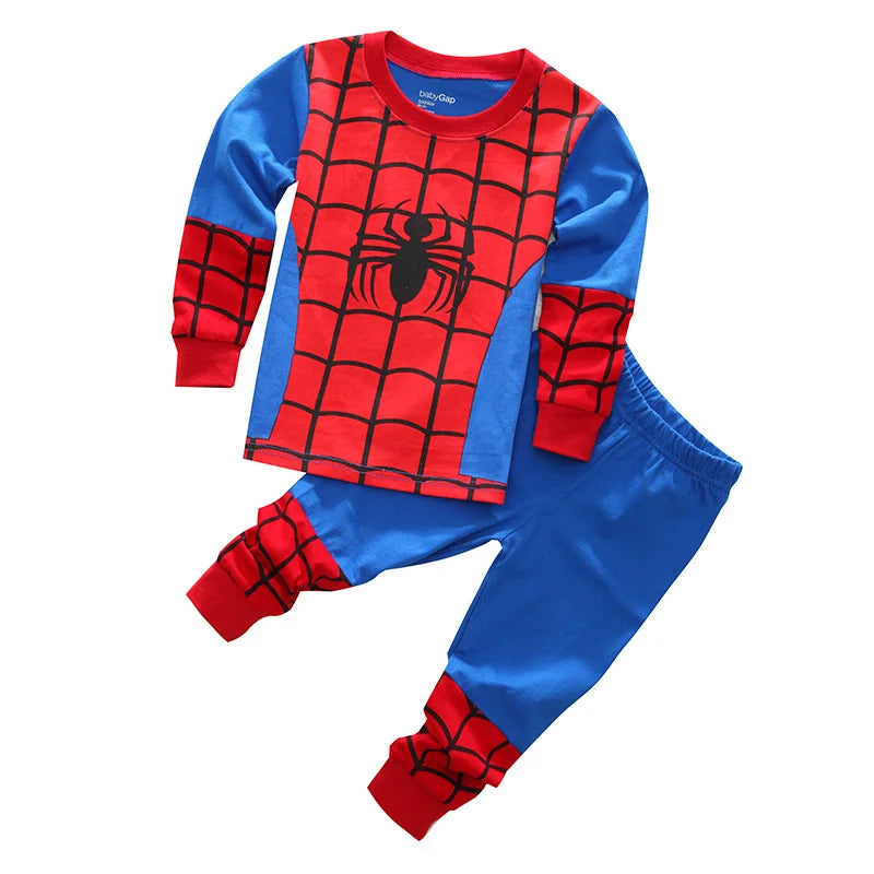Children's Pyjamas Spiderman Iron Man Set Kids Sleepers Hero Collection Set Boys Girls Cartoon Long Sleeve Sleepwear 2-7T 100