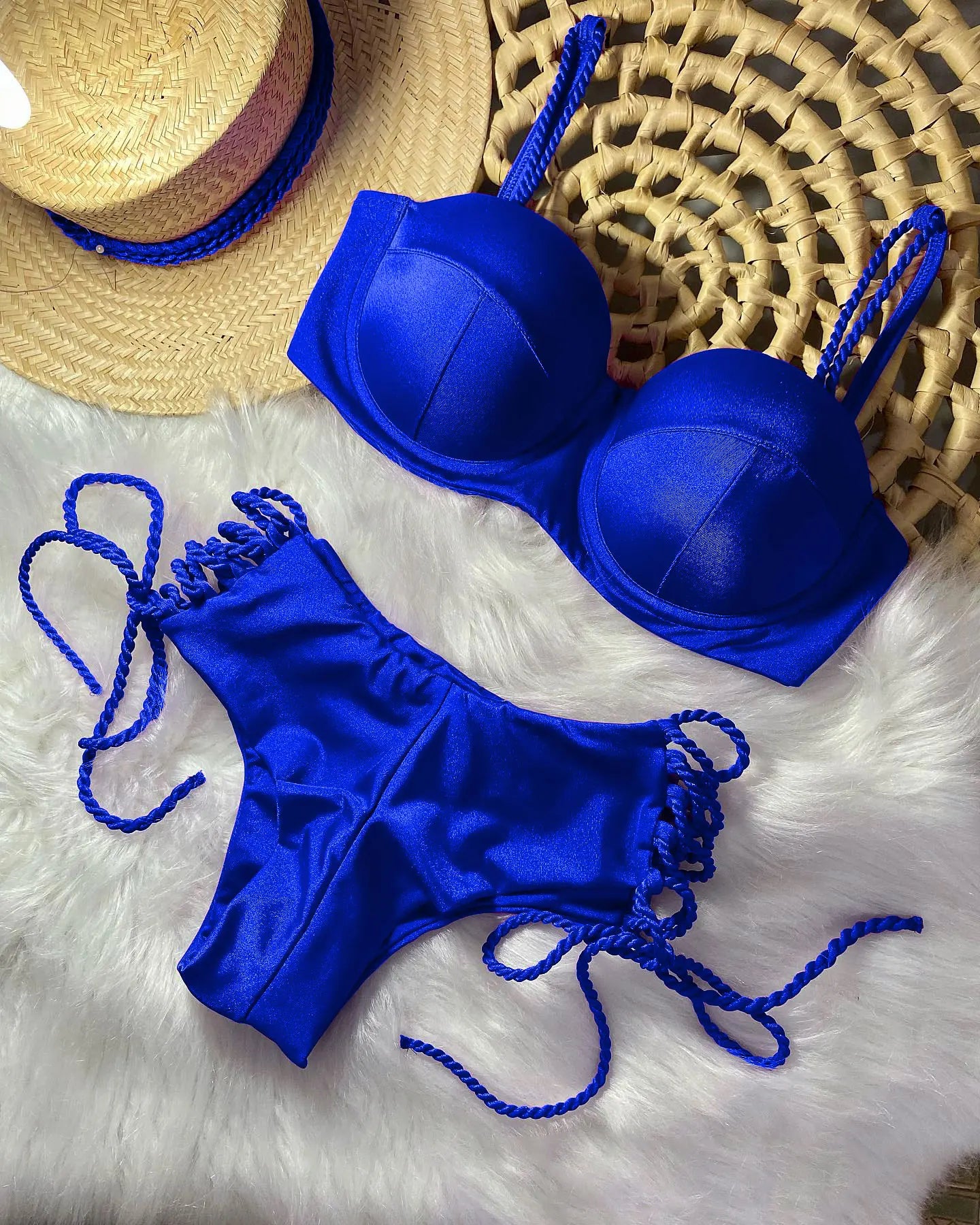 Sexy Bikinis Sets Push Up Women's Swimsuit Tie Side G-String Vintage Solid Swimwear Chest Pad Summer Beachwear Bathing Suit MA24220 3