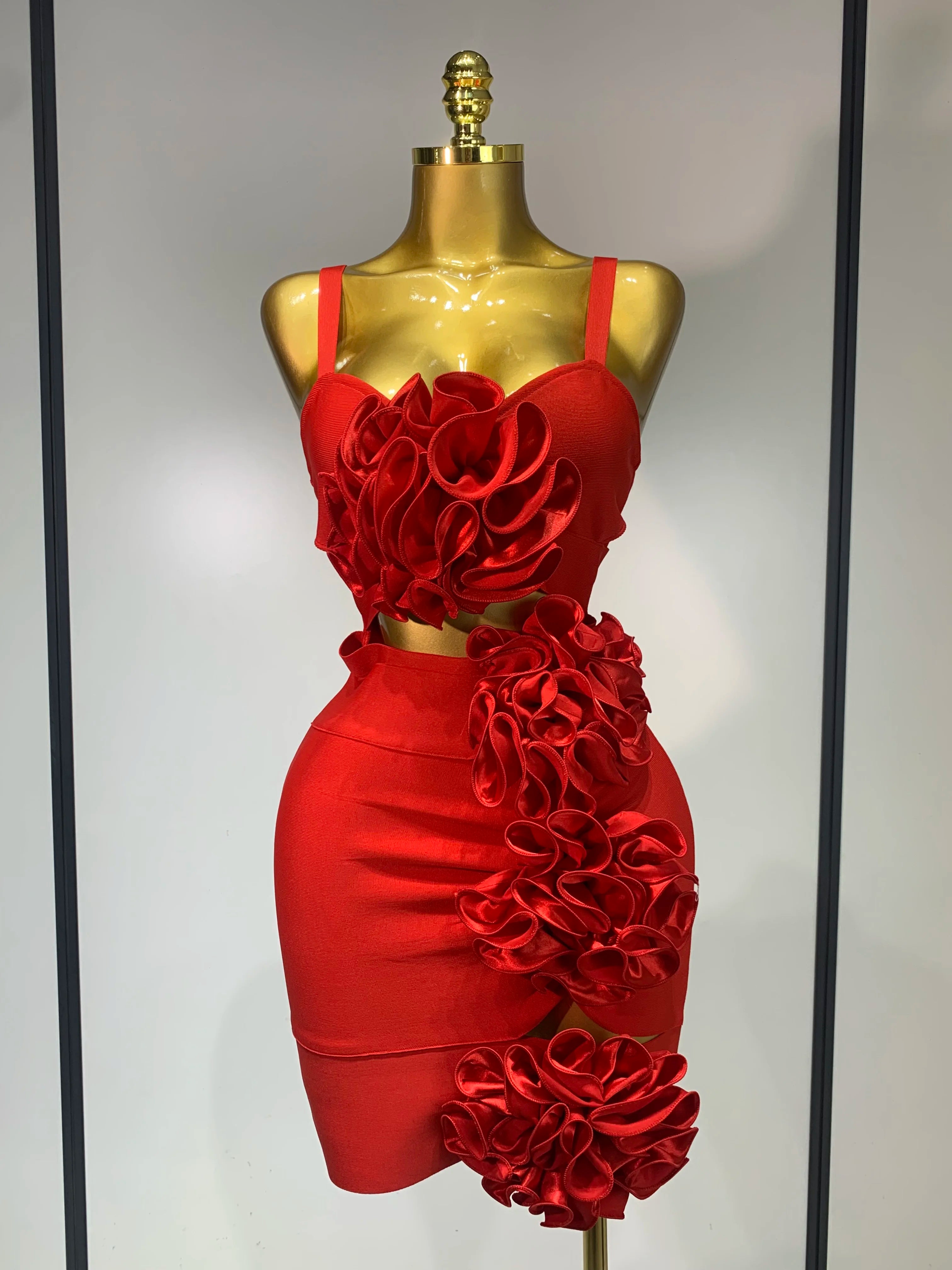 Women Sexy Cut Out Bodycon Flower Mini Dress Women Red Backless Dress Nightclub Celebrity Elegant Evening Party Birthday Dress