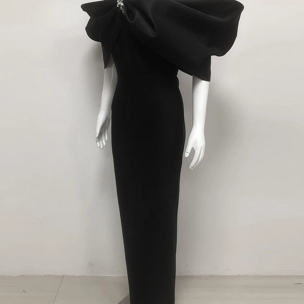 Sexy Off Shoulder Diamond Elegant Celebrity Evening Cocktail Tight Bandage Long Dress Women'S Spaghetti Strap Party Gowns