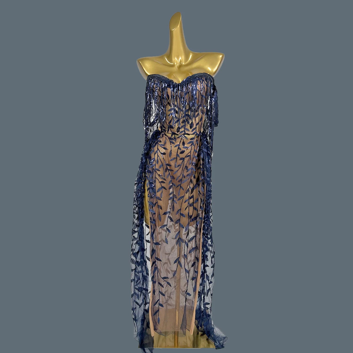 Women's Sparkly Dress Party Celebrity Sequins Maxi Dress for Young Lady Strapless Gowns Prom Singer Stage Club Show Wear Liushu