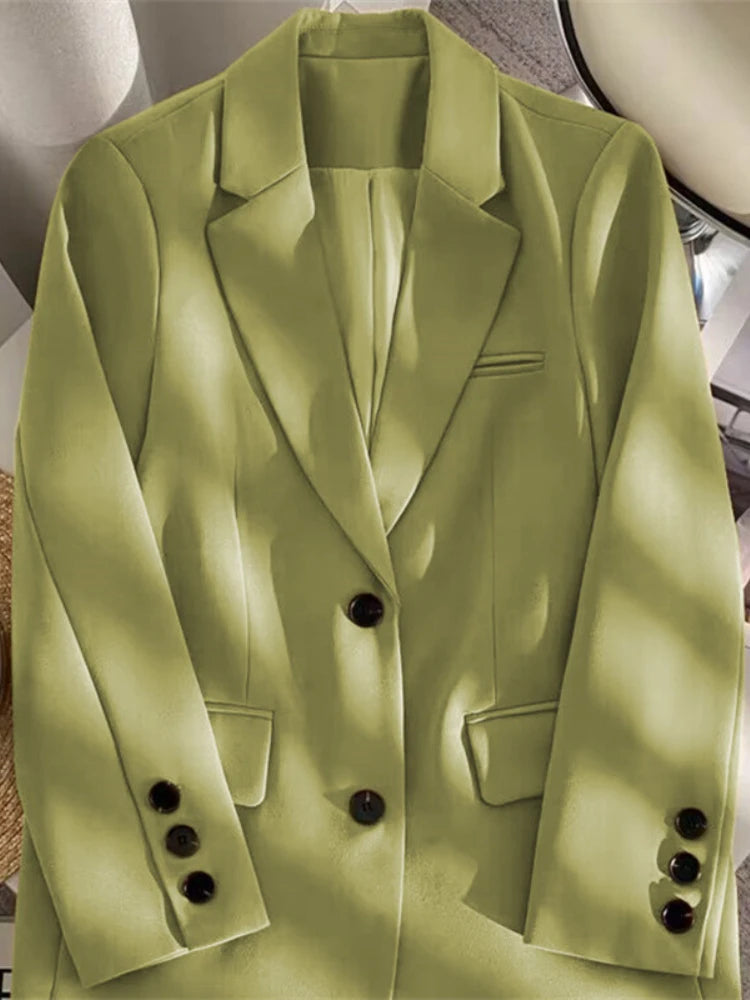 Women Jackets Pink Small Suit Women's Coat Casual Small Loose Korean Version Small Suit Women's Design Sense Blazer Women Light green