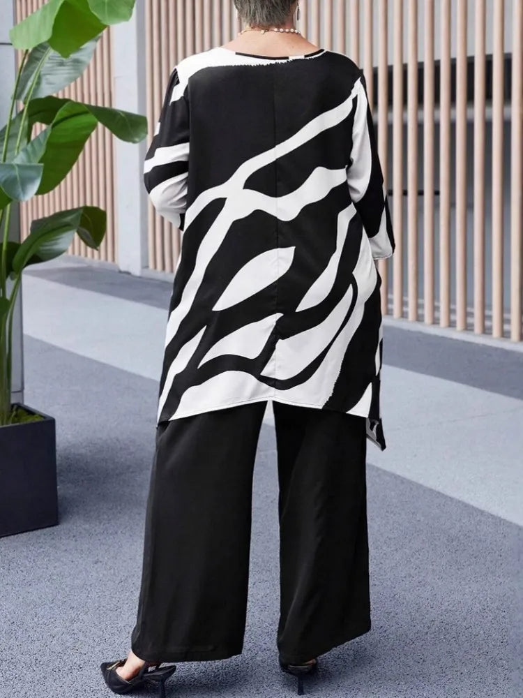 2 Piece Women Sets 2025 New Arrival Plus Size Summer Matching Sets Print Two Pieces Sets Top And Pants Suits Outfits Clothing