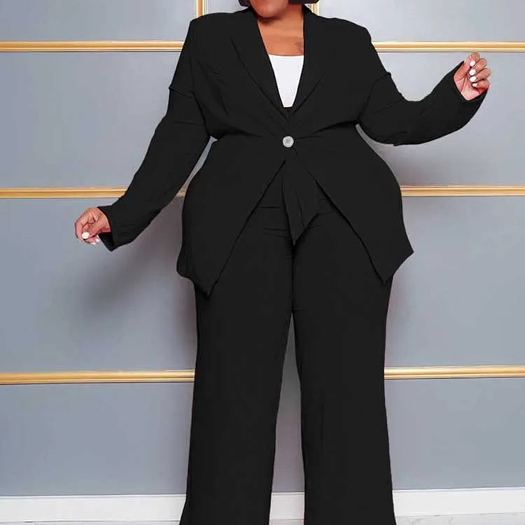 2 Piece Sets Women Outfit Winter Long Sleeve Sexy Pant Suits with Blazers Ladies Chic and Elegant Blazer Set Female Plus Size