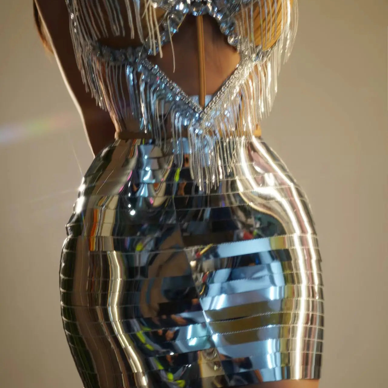 Sparkly Gold Sexy Top Two Pieces Short Skirt Set Women Celebrate Party NightClub Performance Dancer Show Stage Outfit Shengnv