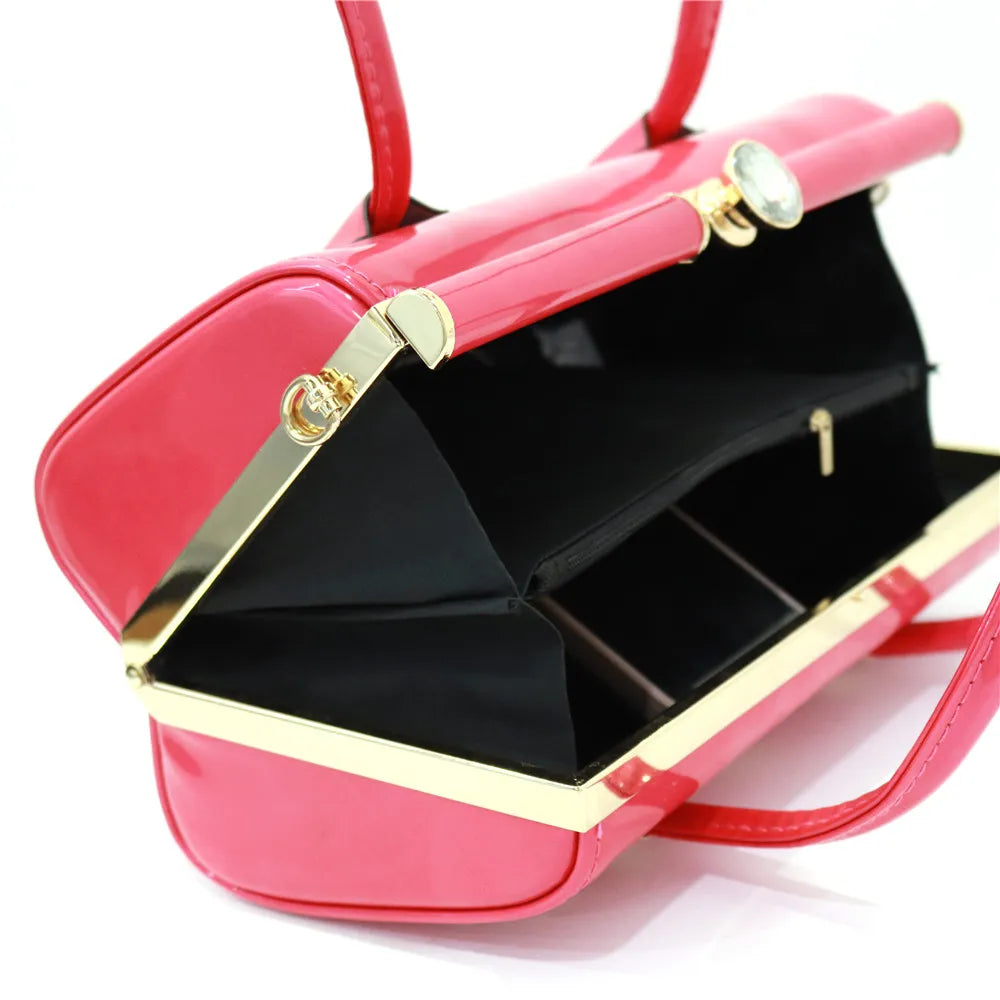 Rose Red Color Metal Rhinestones Fashion Elegant Large Capacity Evening Bag Diamond Luxury Women's Party Wallet Handbag