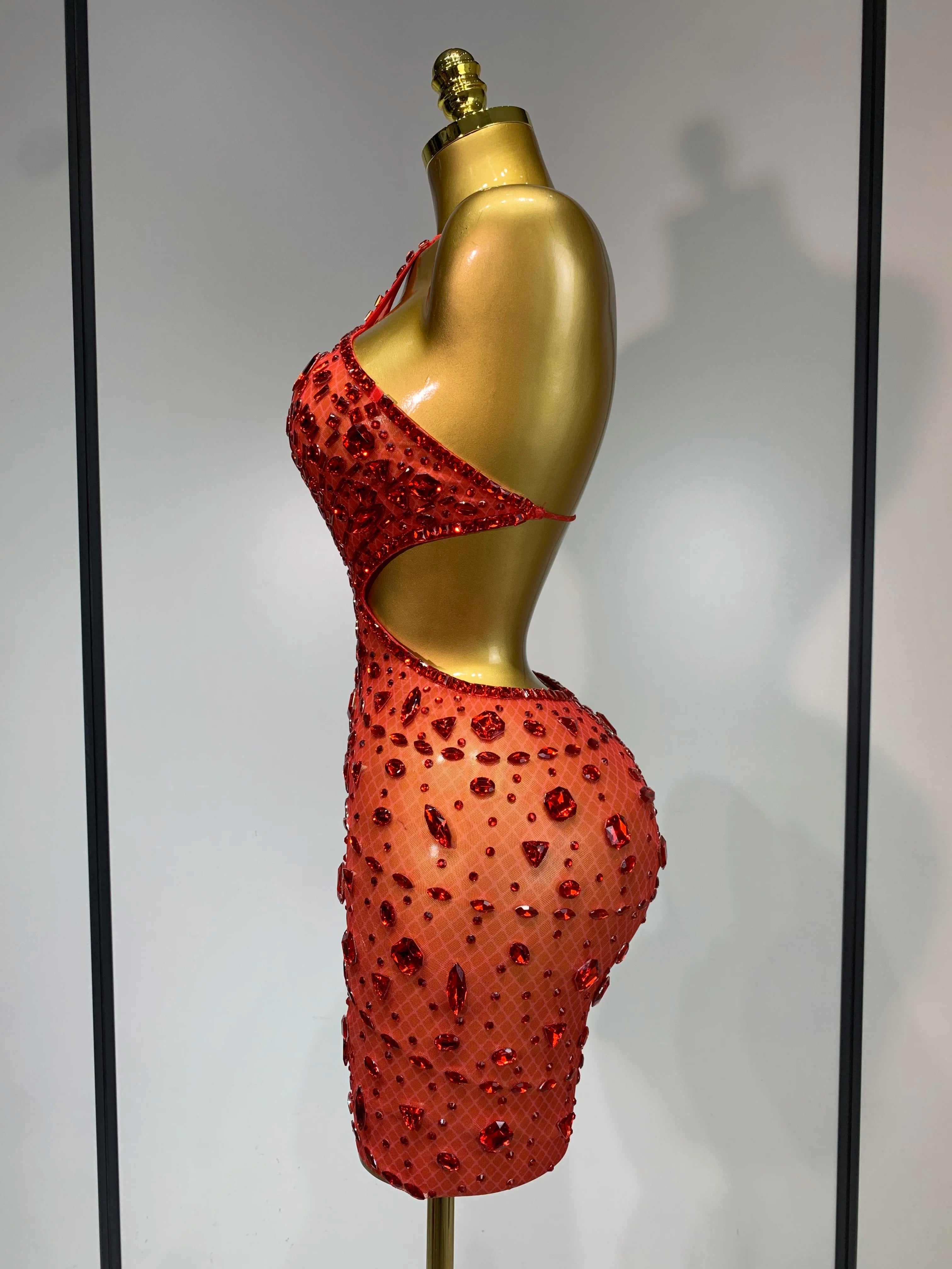 Women 2025 Sexy Backless See Through Sparkly Diamond Evening Prom Gown Luxury Birthday Celebrate Stage Nightclub Hotwife Outfit