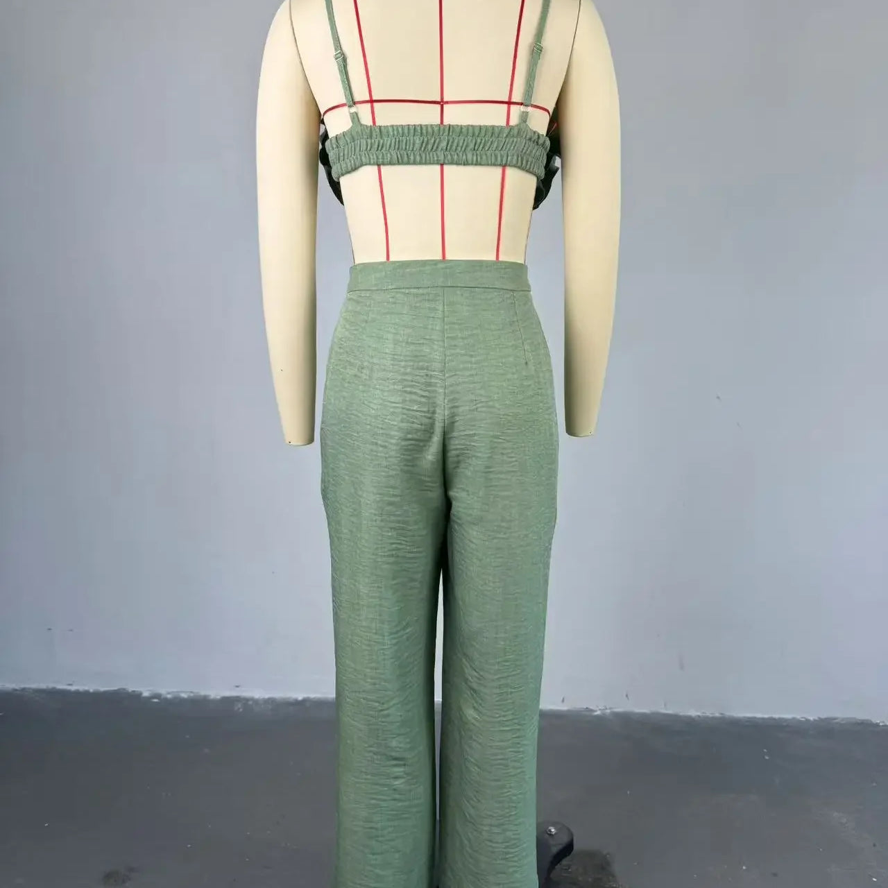 CM.YAYA Streetwear Women's Set Sleeveless 3D Flower Crop Bra Top+Wide Leg Pants Elegant beach holiday Two 2 Piece Set Outfits