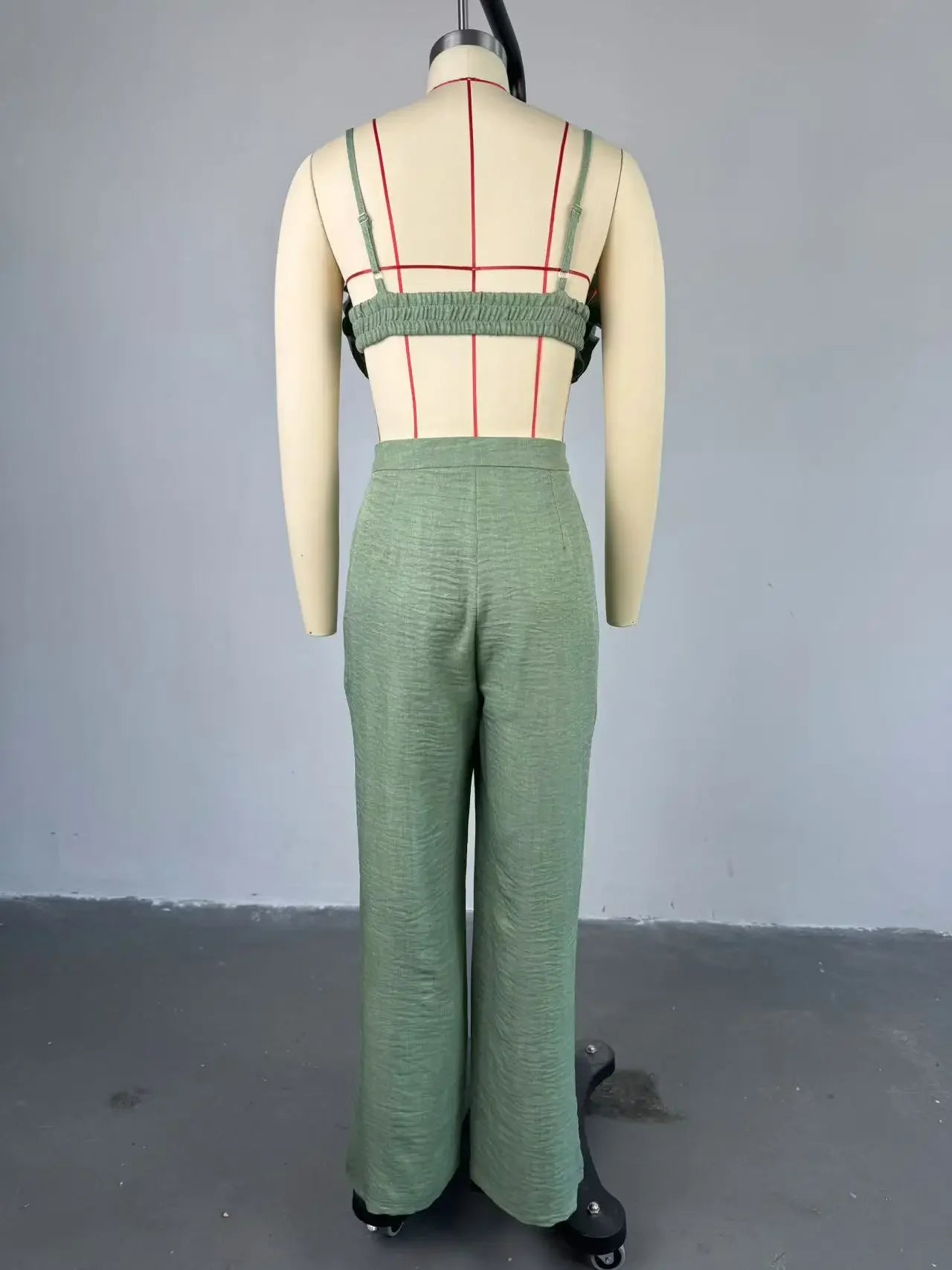 CM.YAYA Streetwear Women's Set Sleeveless 3D Flower Crop Bra Top+Wide Leg Pants Elegant beach holiday Two 2 Piece Set Outfits