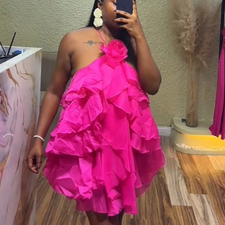 CM.YAYA Women Sleeveless Cascading Ruffles Smock Big Swing Dress 2025 Birthday Vacation Street Summer Party Dresses Vestidos