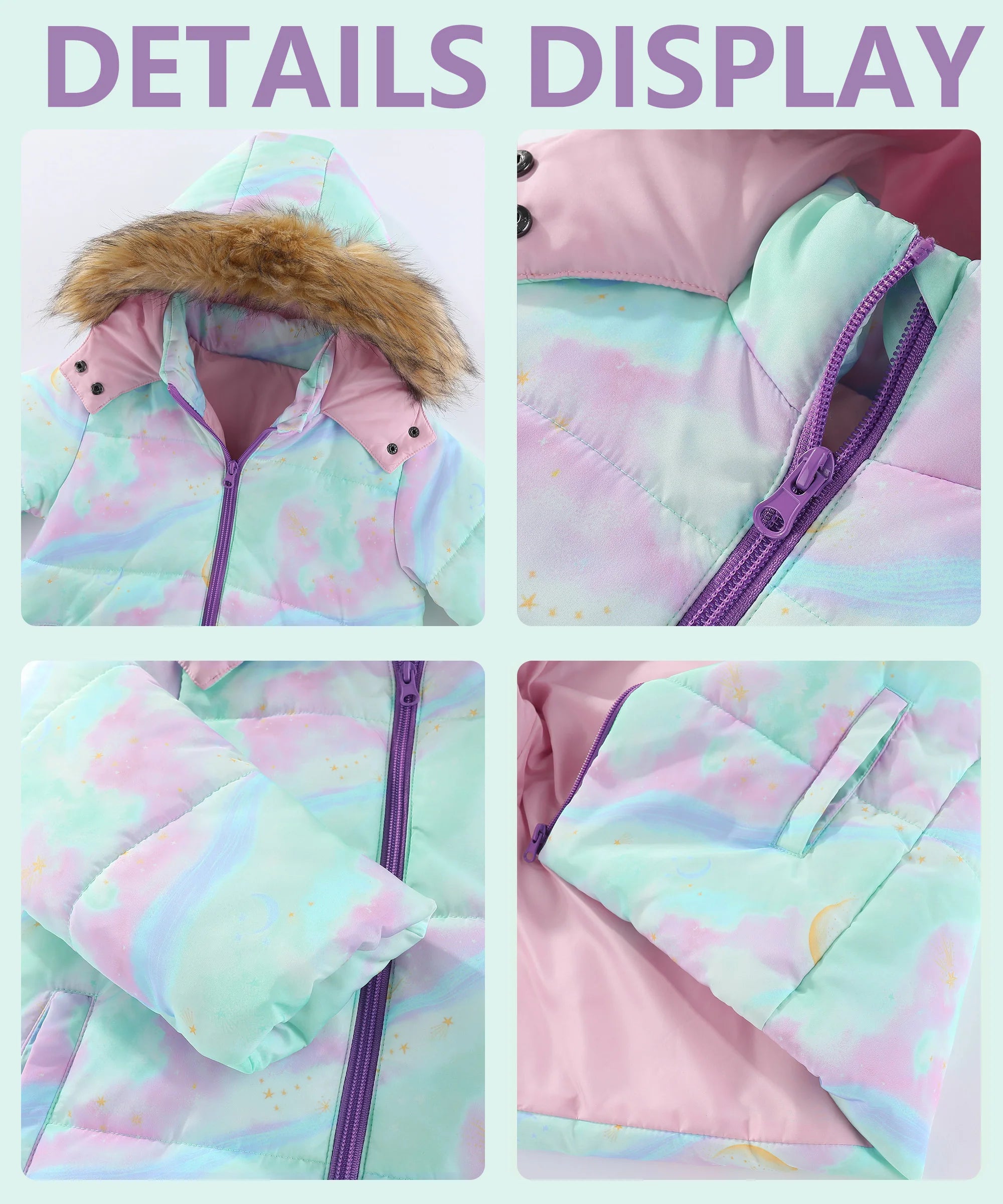 4-7T Kids Girls Ski Suits Winter Warm Coat Jackets Pants Snowboard Skiing Suit Set Snow Suits Thick Cotton Padded