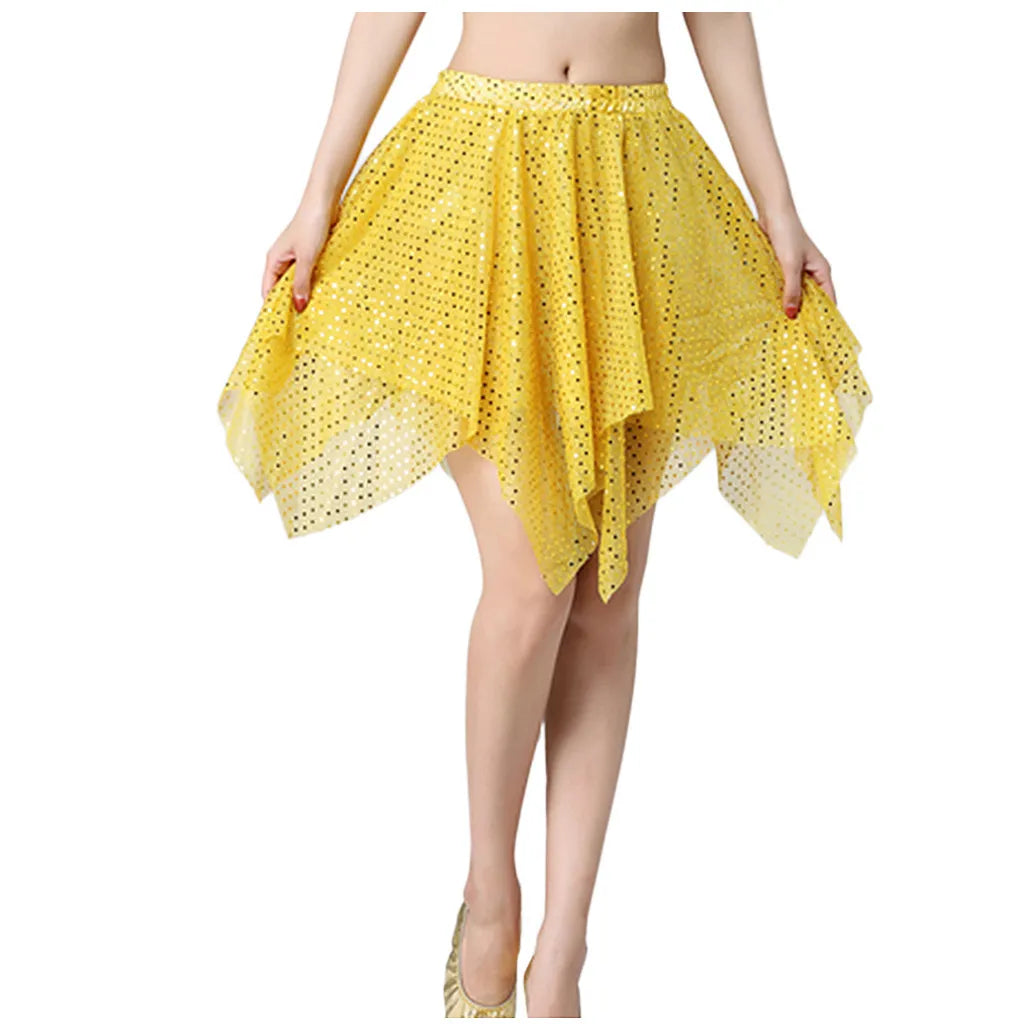 Women's Tutu Skirt Mini Short Skirt For Women Star Sequined Mesh Skirt Belly Latin Dancewear Fairy Tulle Skirt Costume Clothing