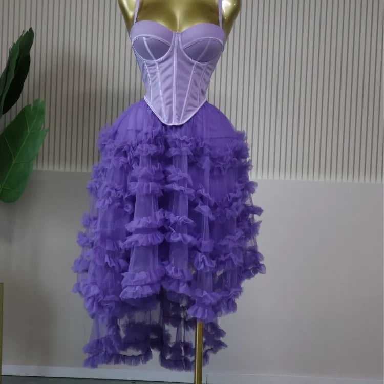 CM.YAYA Women's Dress Set Tunic Irregular Crop Top and Irregular Ball Gown Maxi Long Skirt Suit 2025 Two 2 Piece Set Outfits