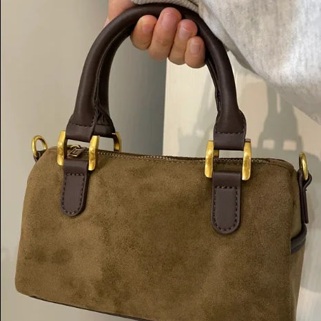 Retro Advanced Crossbody Bags Wintertime Fashion Trend Women's Portable Shoulder Bags Brown Suede Versatile Boston Bags Dark Brown