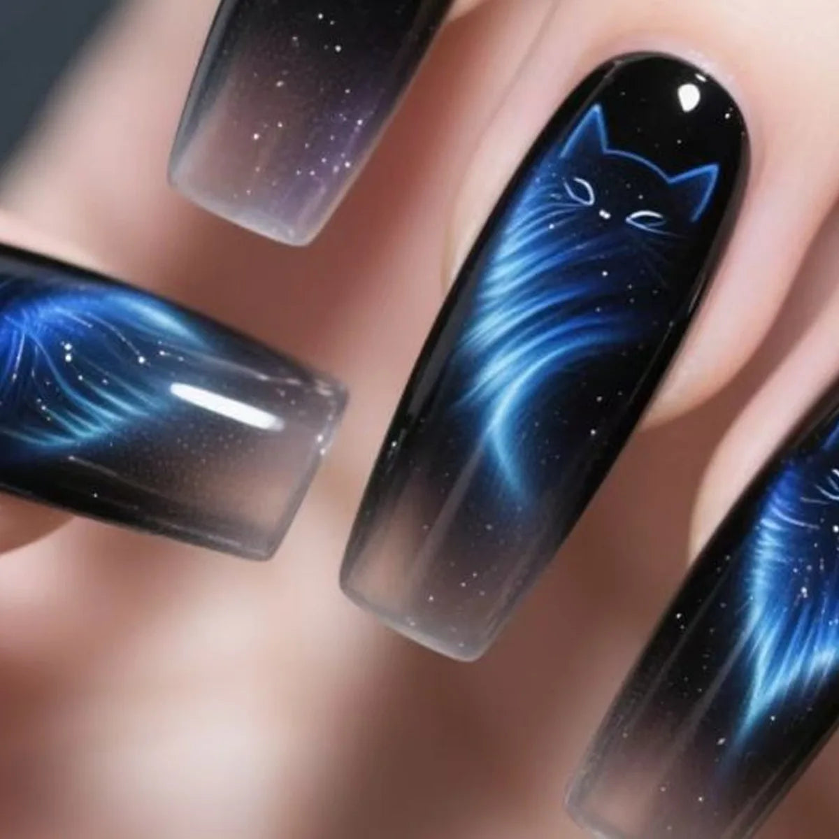 24pcs/set Medium long fake nails for women girls Y2K gradient purple blue yellow green square almond tips press on false nails