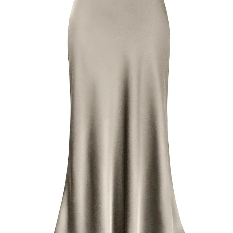 Women Satin Silk Skirts Summer Spring Korean Fashion Clothing Office Ladies Long Skirt Elegant Black Maxi Skirts for Women Champagne