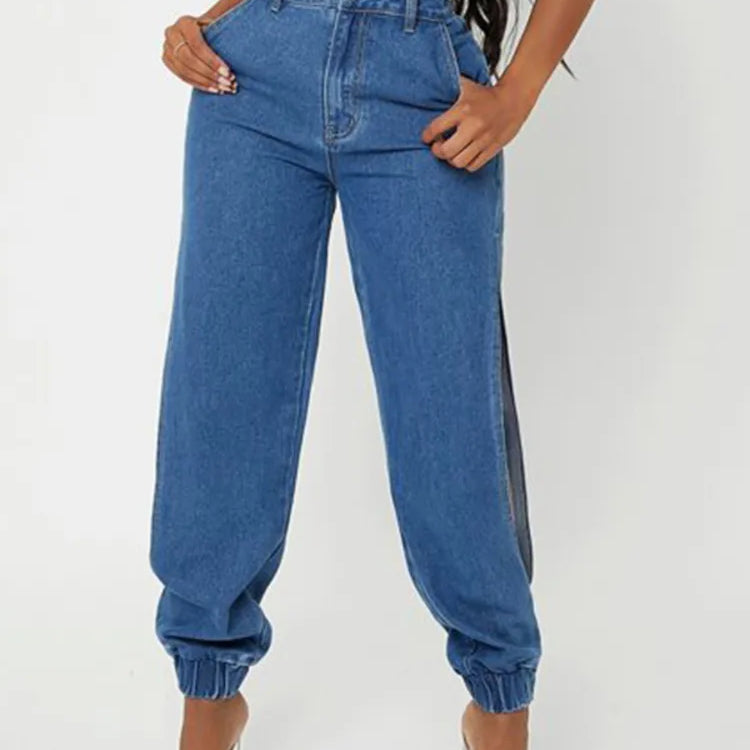 Fashion Side Of Leg Split Women's Jeans Loose Harem Pants Ladies Tie Feet Streetwear Jeans Casual Denim Pants