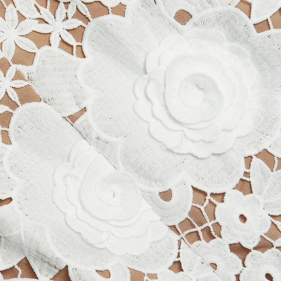 TWOTWINSTYLE Solid Slimming Hollow Out Dresses for Women Halter Neck Sleeveless Patchwork Appliques Elegant Dress Female Fashion