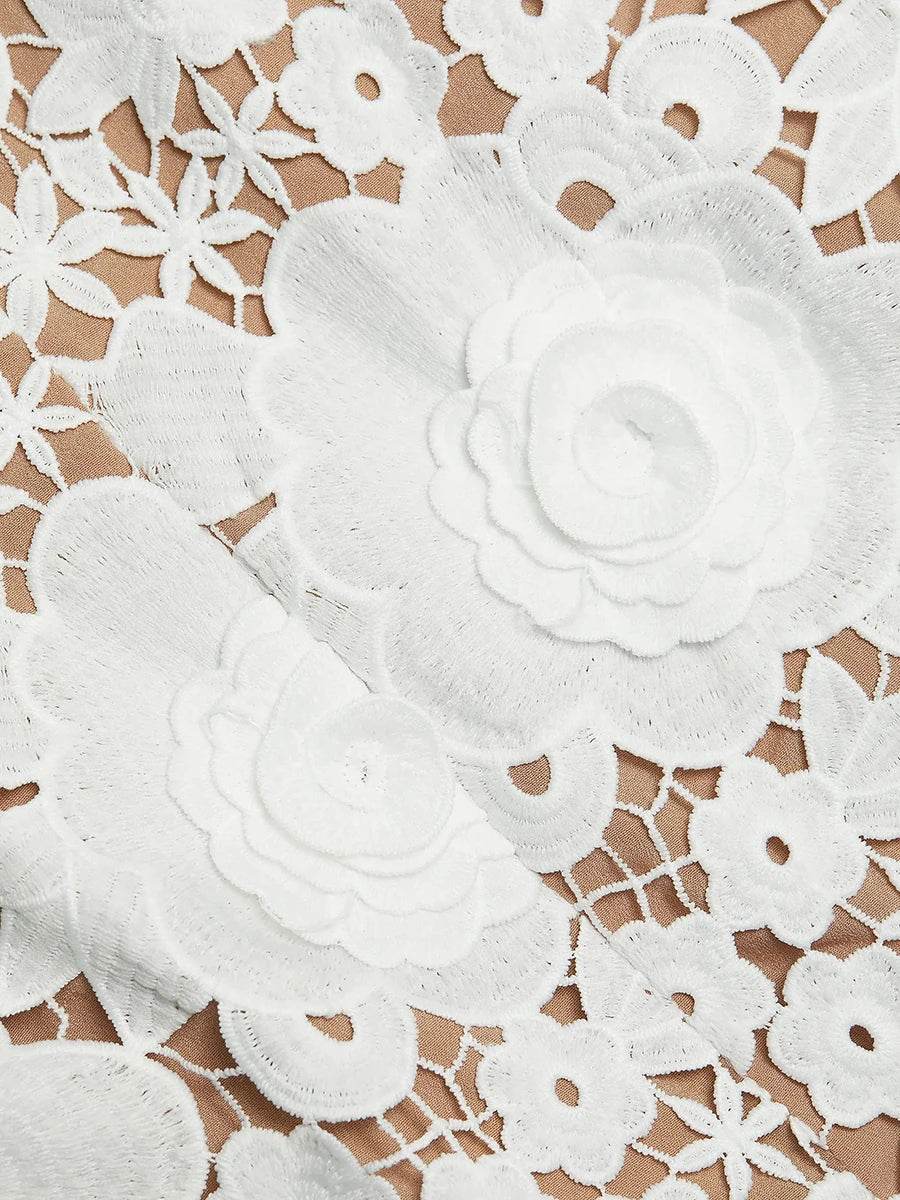 TWOTWINSTYLE Solid Slimming Hollow Out Dresses for Women Halter Neck Sleeveless Patchwork Appliques Elegant Dress Female Fashion