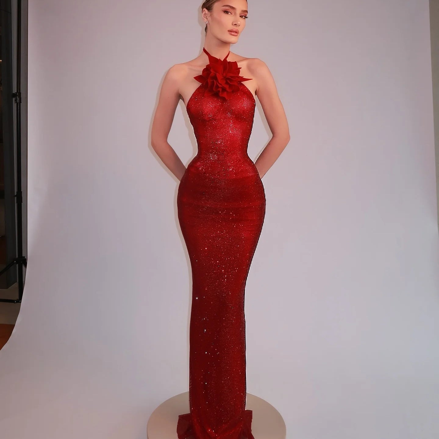 Shinning Rhinestones Women Sexy Halter Backless Bodycon Long Dress Celebrate Fashion Evening Party Birthday Christmas Outfit