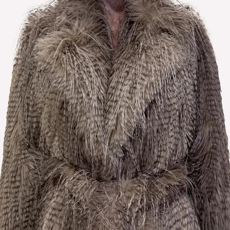 Nerazzurri Winter Clothes Women Long Thick Warm Soft Hairy Shagge Colorful Multicolored Fluffy Faux Fur Coat Women Sashes