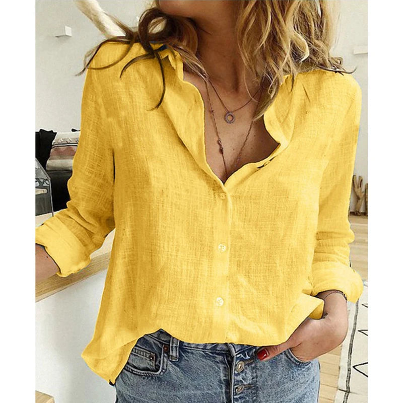 Leisure Shirts Spring Autumn Button Lapel Cardigan Top Lady Loose Long Sleeve Oversized Shirt Womens Blouses Casual Tunic Blusas