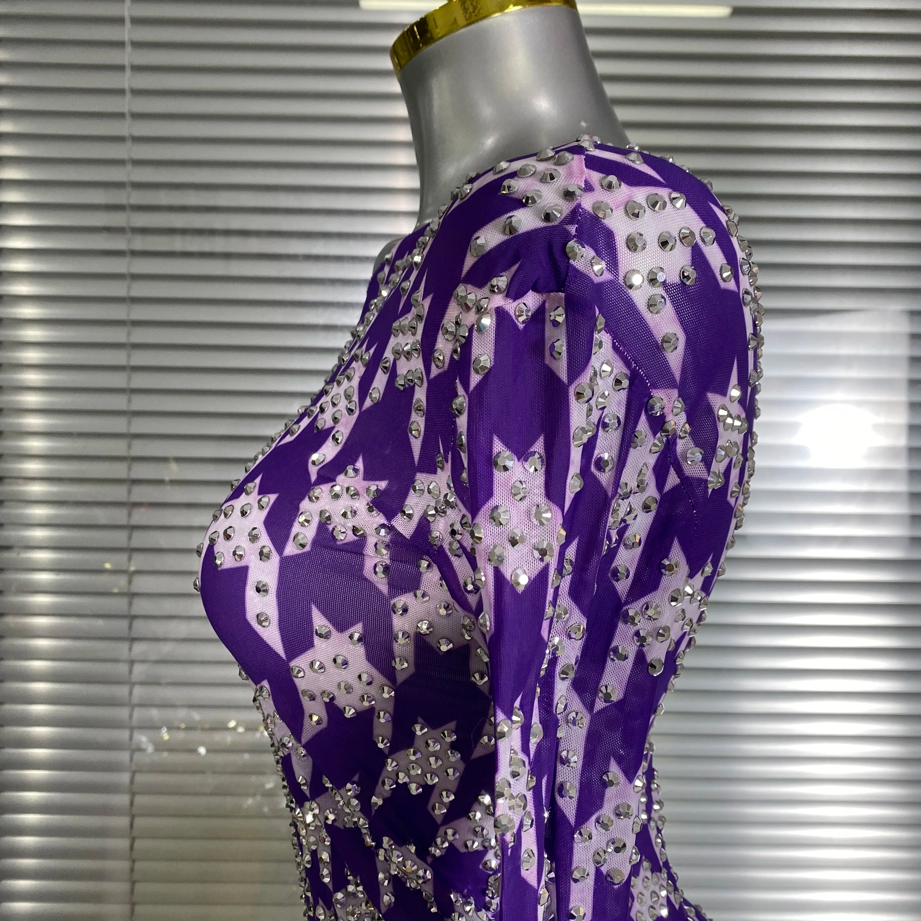 INS New Women Sexy See Through Crystal Diamonds Rhinestones Maxi Dress Birthday Party Bar Singer Stage Performance Costume