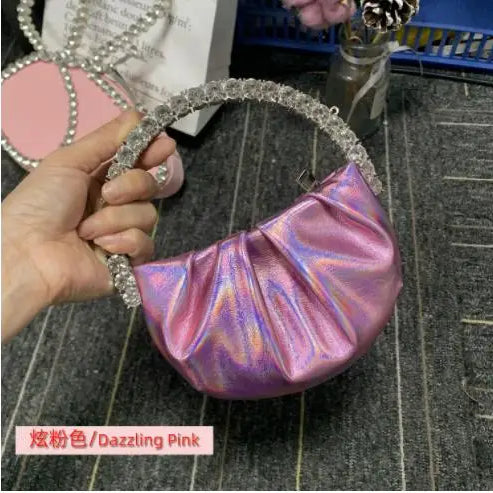 Designer Rhinestones Clutch Purse Bag for Women Handle Bag Leather Shoulder Bag Purse Shiny Crystal Purses and Handbag 10