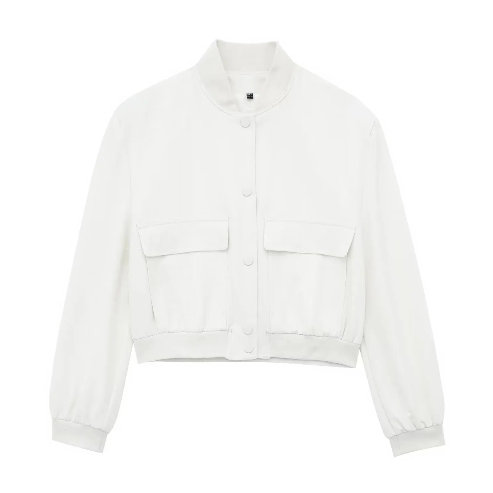 Vintage Solid Long Sleeve Bomber Jacket Spring Women Casual Coats Streetwear Female Elegant Lapel Zipper Jakcet white