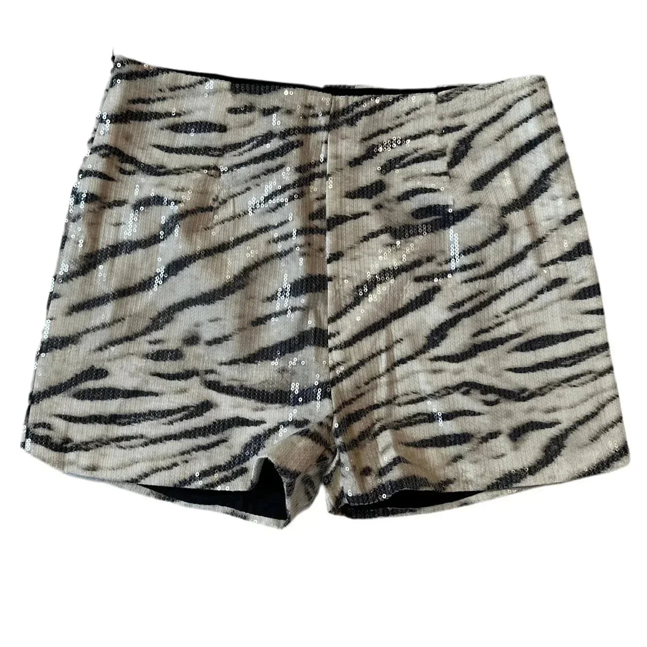 CM.YAYA Women Sequined Leopard Print Sexy High Waist Leggings Shorts Streetwear Elastic Club Party Night Beach Shorts 2024 Zebra