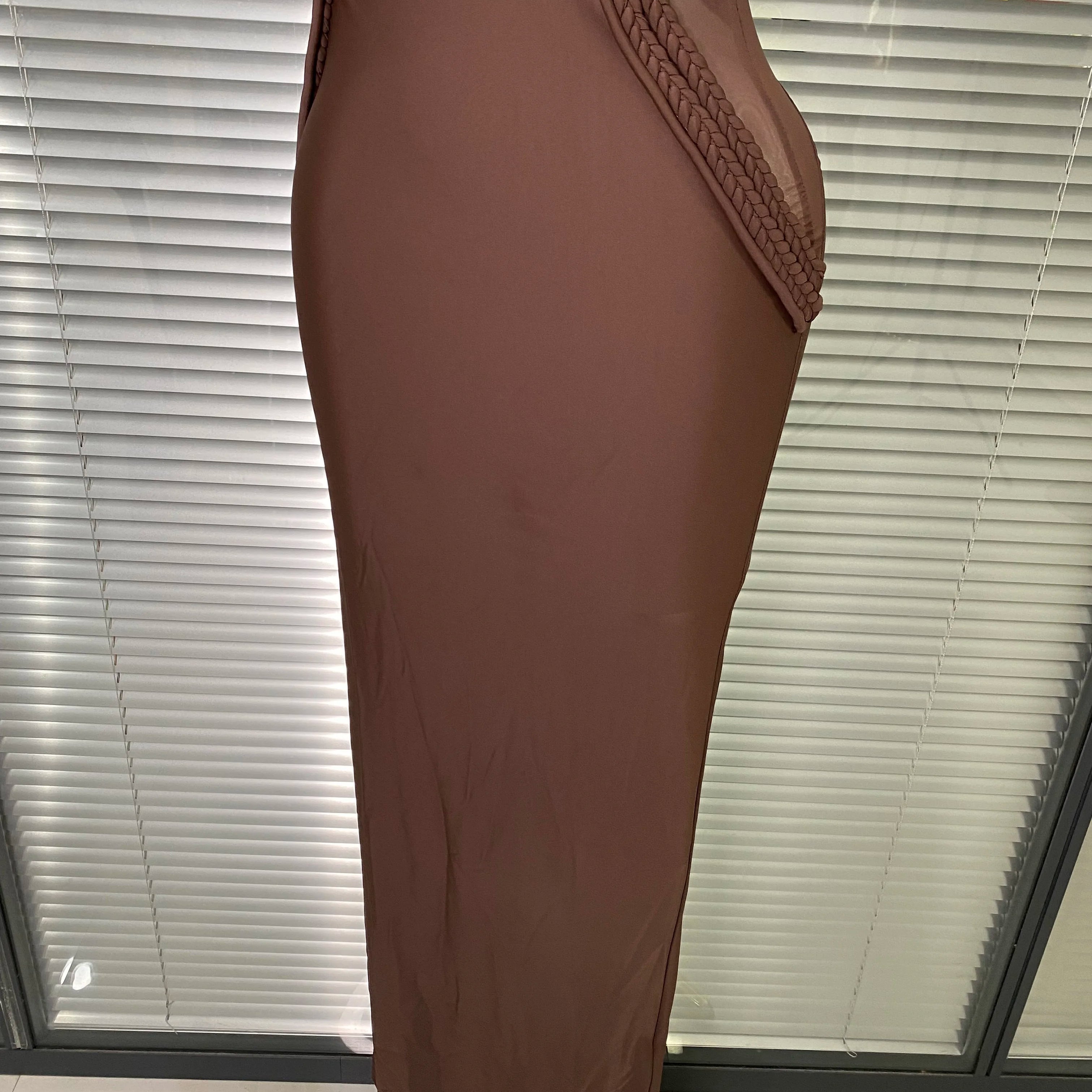 Brand New Women Sexy Sleeveless Brown Lace Long Dress Brown High Street Celebrity Party Dress