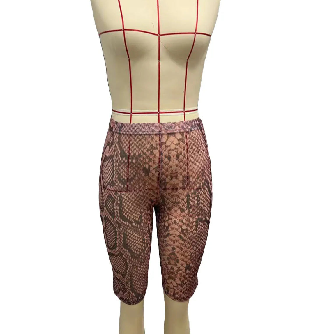 CM.YAYA Women Fashion Sexy Party Clubwear Mesh See Though Pants Capris 2025 Summer Leopard Print Leggings Street Trousers