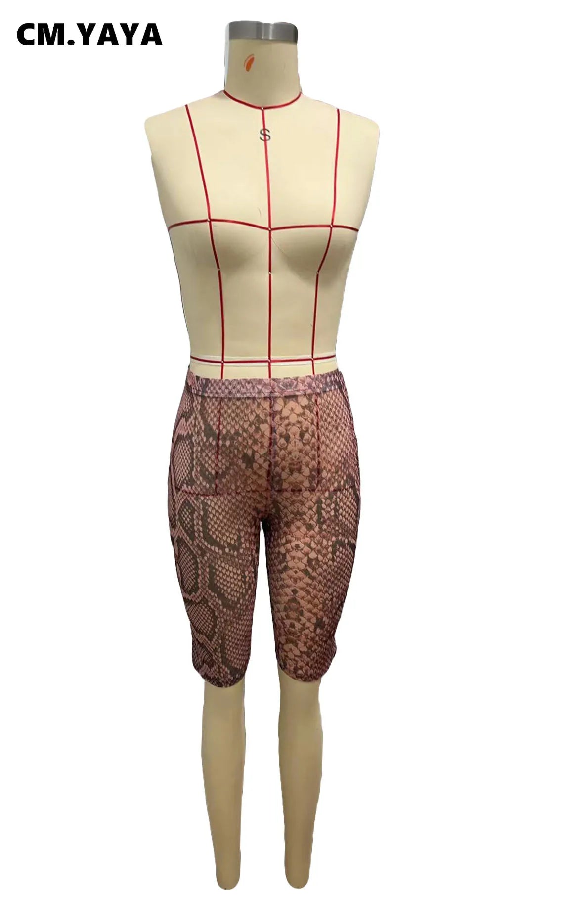 CM.YAYA Women Fashion Sexy Party Clubwear Mesh See Though Pants Capris 2025 Summer Leopard Print Leggings Street Trousers