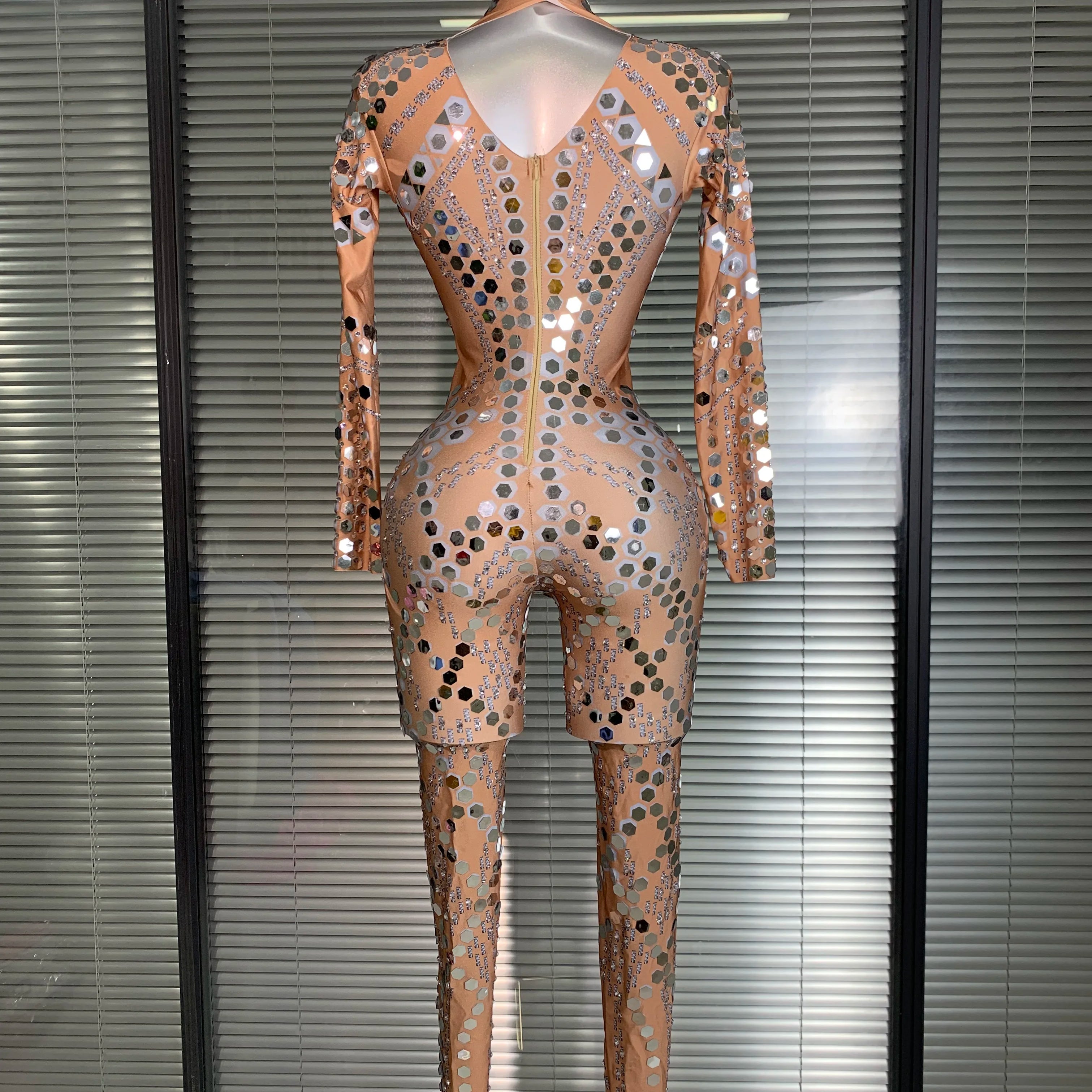 New 2025 Women Sexy Glitter Sequins Skin Bodycon Jumpsuit Celebrity Designer Singer Dancer Night Club Rompers